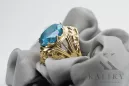 Aquamarine 8K жълто злато Пръстен Винтидж крафт vrc031x-aq Art Deco Руски стил СССР, съветски